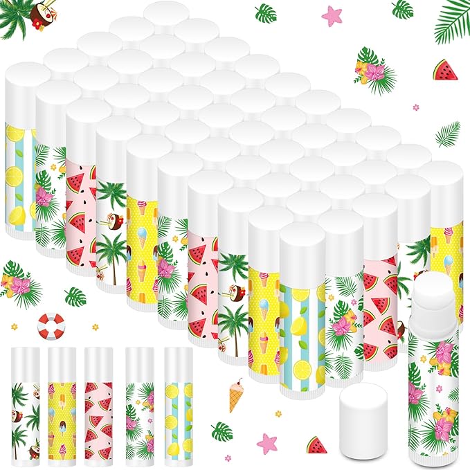 50 Pcs Summer Lip Balm Bulk Moisturizing Lip Balm Jasmine Flavor Lip Balms Cream Tropical Hawaiian Beach Luau Party Lip Care Product for Stocking Stuffers Beauty Gifts Women Men-Velvo Beauty
