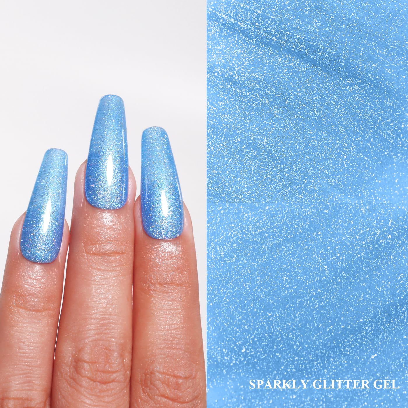 Imtiti Glitter Gel Nail Polish, Bright Blue Glitter Nail Gel Polish Diamond Shimmer Sparkle Soak Off UV LED Spring Summer Manicure 10ML-Velvo Beauty