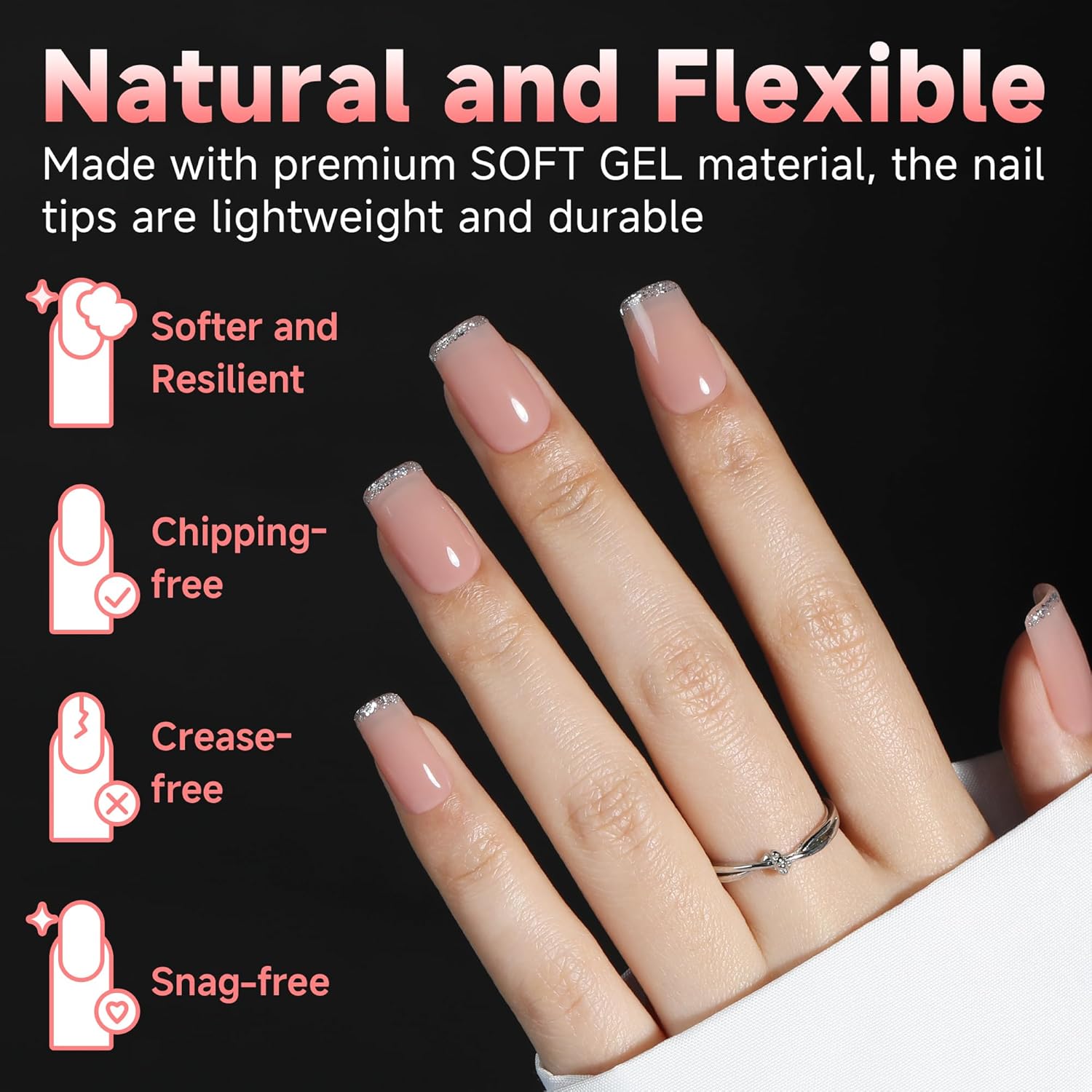 UNA GELLA Short Square Nail Tips, 600PCS Square Gel Nails Tips Pre Etched Full Cover Soft Gel Press on Nails No C Curve For Women Girl DIY French & Chrome Style Salon At Home 12 Sizes-Velvo Beauty
