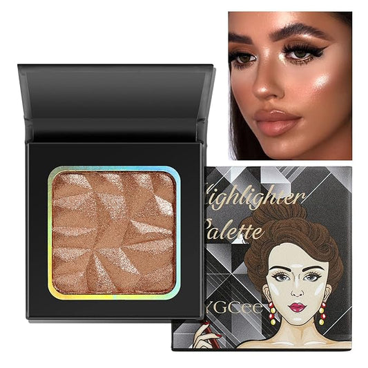 Shimmer Highlighter Palette Brown Color for Black Women,Highlight Makeup for Face/Body,Long Lasting Glow Illuminate Powder for Medium Skin,Highlighting Contour Palettes,Cruelty-Free-Velvo Beauty