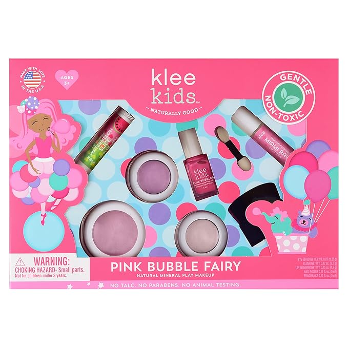 Luna Star Naturals Klee Kids Deluxe Play Makeup Kit. Gentle and Non-Toxic. Made in USA. (Pink Bubble Fairy)-Velvo Beauty