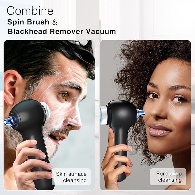 Face Scrubber Exfoliator with LCD Screen,Rechargeable Facial Cleansing Brush IPX7 Waterproof 3 in 1 Blackhead Remover Vacuum for Exfoliating,Massaging and Deep Pore Cleansing-Velvo Beauty