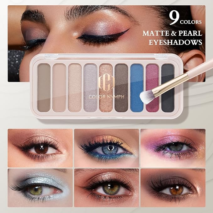 Color Nymph Girls Makeup Kit for Teens Girls with Cosmetic Bag, Full Face Makeup Kit For Women included 9 Color Eyeshadow Palette Concealer Liquid Blush Eyeliner Lipgloss-Velvo Beauty
