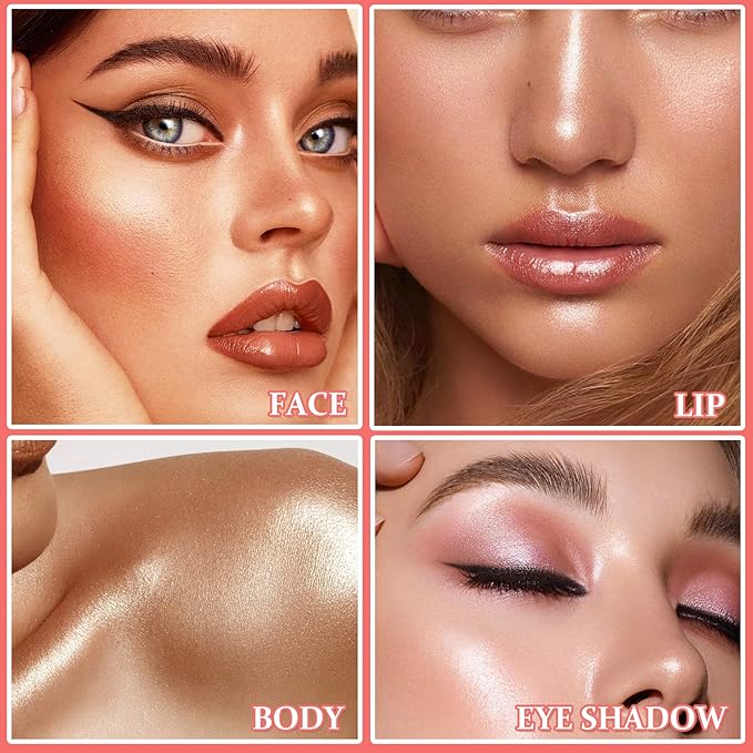 3PCS Polvo De Hadas Highlighter Glitter Stick Body Glitter Shimmer Face Brightening Highlighter Contour Powder Makeup Stick Face Fairy Glitter Highlighter Makeup-White,Pink,Golden brown-Velvo Beauty