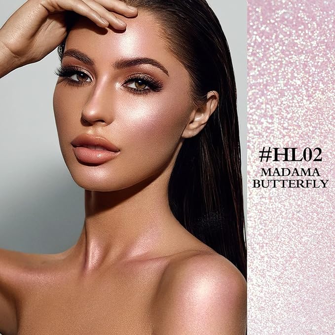 FOCALLURE Starfall Glowing Liquid Highlighter, Shimmering Body Oil, Non-Sticky Shimmer Liquid Luminizer, Non-Greasy, Face & Body Glitter Makeup for Costumes, Cosplay, Rave Festival, MADAMA BUTTERFLY-Velvo Beauty