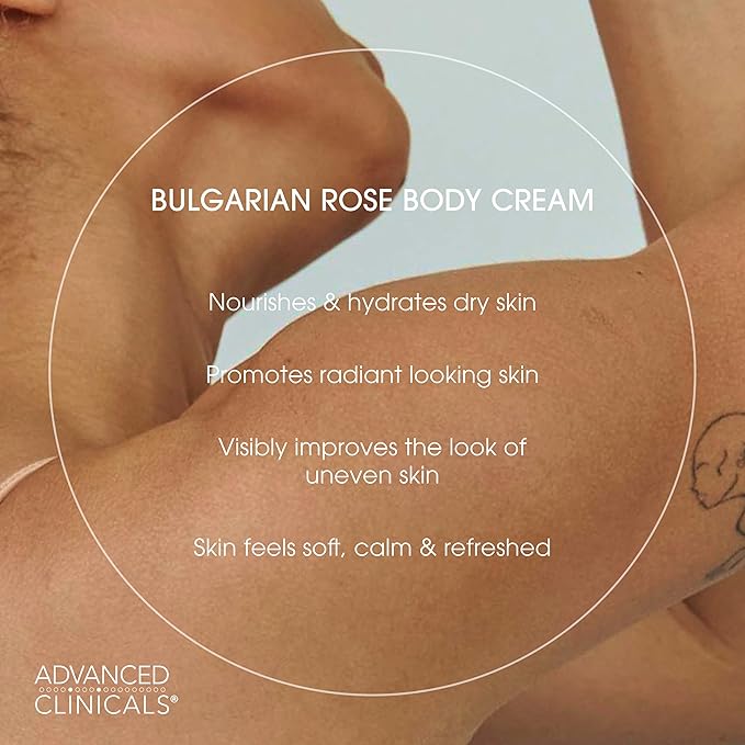 Advanced Clinicals Bulgarian Rose Lotion For Women | Rose Scented Vitamin C Body Lotion Cream | Visible Anti Aging Vitamin E Moisturizer Body Butter Improves Look Of Sagging Dry Skin & Texture, 16 Oz-Velvo Beauty