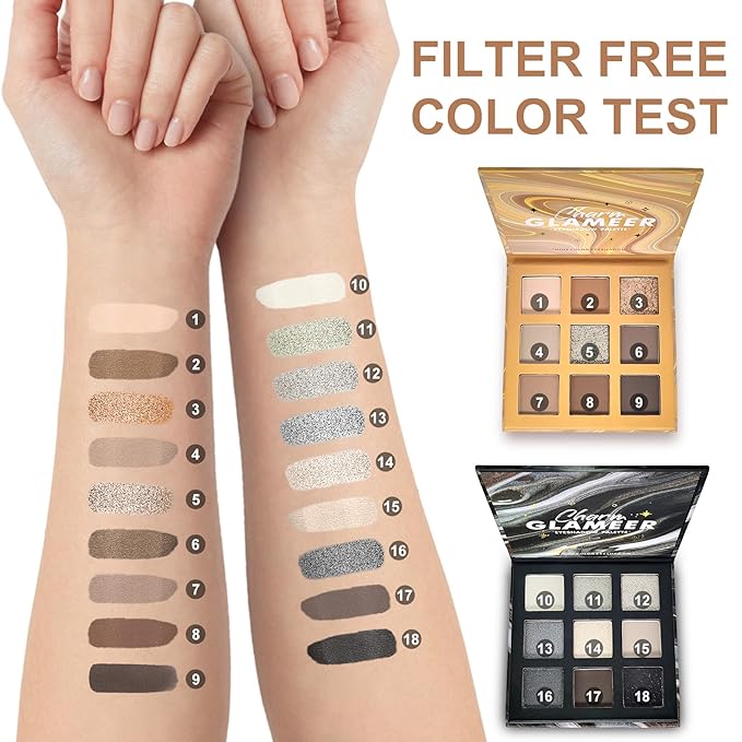 Eyeshadow,18Colors Eyeshadow Palette, Matte&Glitter&Shimmer Eyeshadow,for Eye Makeup Long Lasting Waterproof Eye Makeup Palette, Glitter Shimmer Professional Bright-Colored Eye Shadow(G005-1/G005-3)-Velvo Beauty