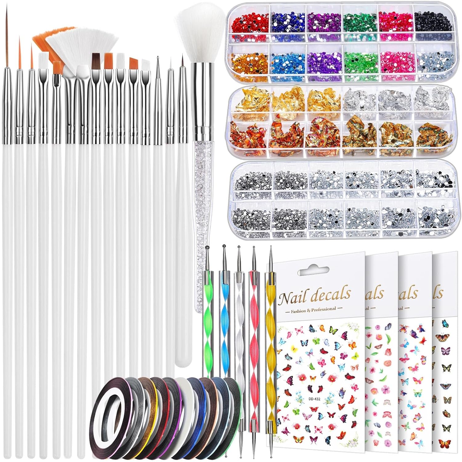 Teenitor Nail Art Tools, Nail Art Brushes Set, Dotting Tools，Nail Stickers, Nail Rhinestones For Nail Art-Velvo Beauty