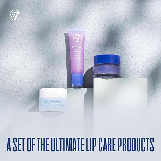 W7 Sweet Dreams Lip Care Trio - 3 Piece Set - Overnight Lip Mask, Lip Balm & Lip Scrub - Blueberry-Velvo Beauty