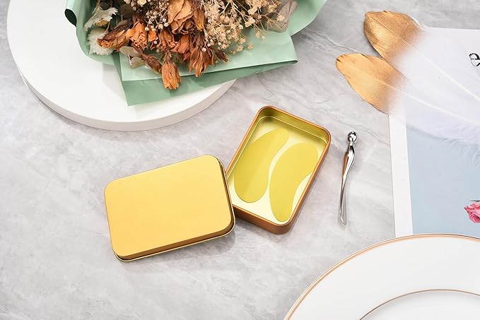 CCbeauty Reusable Under Eye Patches + Eye Cream Applicator Value Set | 100% Silicone Eye Gel Pads | Boost Hydration | Minimize Fine Lines + Wrinkles + Dark Circles | Storage Tin Included | Mango-Velvo Beauty