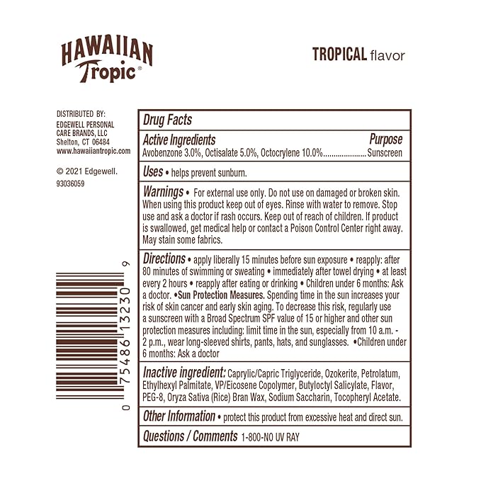 Hawaiian Tropic Tropical Lip Balm SPF 30, 0.14oz | Lip Sunscreen, Lip SPF 30, Lip Sunblock, Oxybenzone Free Sunscreen, Travel Size Sunscreen, Mini Sunscreen, 0.14oz (Pack of 10)-Velvo Beauty
