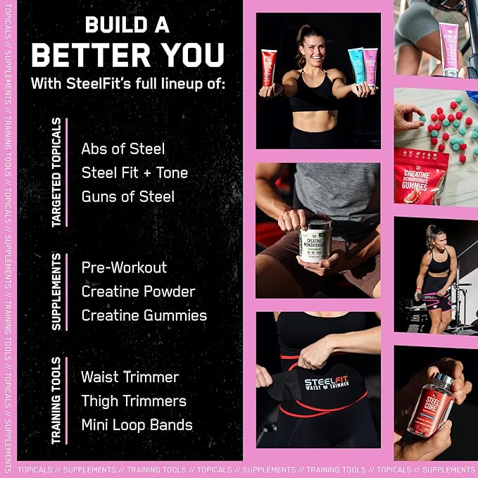 SteelFit Maximum Toning Cellulite Cream, Buns of Steel - Skin Firming & Tightening Body Lotion with Caffeine for Stretch Marks - Anti-Cellulite Remover Treatment for Booty, Thighs, Legs & Glutes-Velvo Beauty