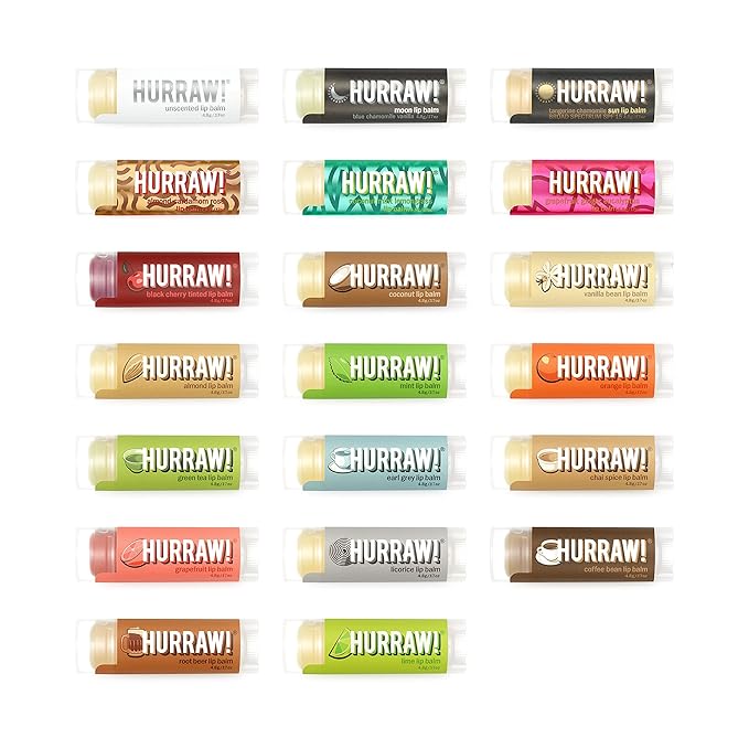 Hurraw! Lip Balms: Staff Favorites, 20 Balm Bundle Pack – Organic, Certified Vegan, Cruelty and Gluten Free. Non-GMO, 100% Natural Ingredients. Bee, Shea, Soy and Palm Free. Made in USA-Velvo Beauty