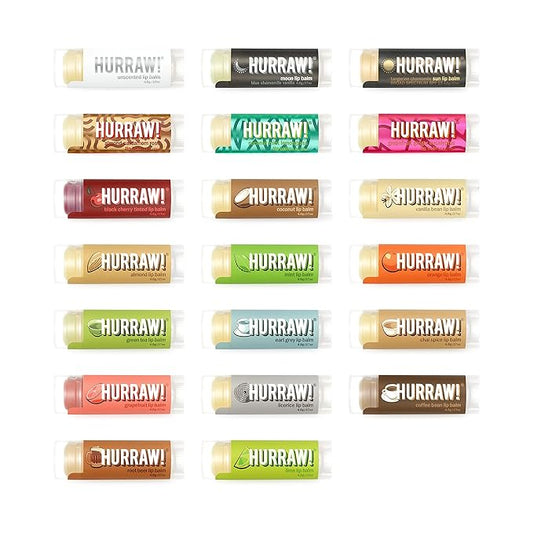 Hurraw! Lip Balms: Staff Favorites, 20 Balm Bundle Pack – Organic, Certified Vegan, Cruelty and Gluten Free. Non-GMO, 100% Natural Ingredients. Bee, Shea, Soy and Palm Free. Made in USA-Velvo Beauty