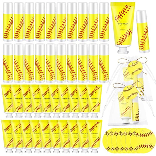 144 Pcs Softball Lip Balm Hand Cream Set Softball Accessories Softball Party Favors Including 36 Softball Lip Balm 36 Moisturizing Hand Cream 36 Bags 36 Softball Cards and Ropes for Kids Gifts-Velvo Beauty