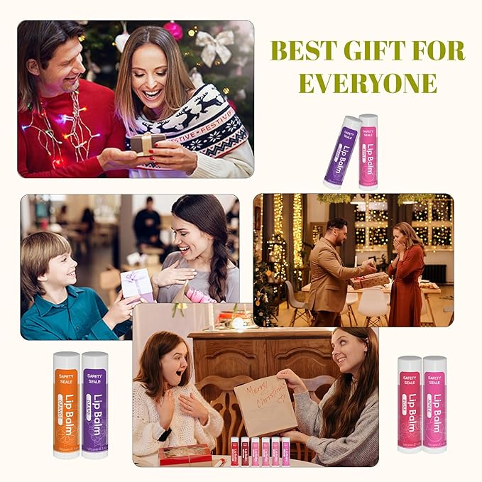 36 Pack Natural Lip Balm Bulk with Vitamin E and Coconut Oil - Moisturizing, Soothing, and Repairing Dry and Chapped Lips - 12 Flavors - Non-GMO-Velvo Beauty