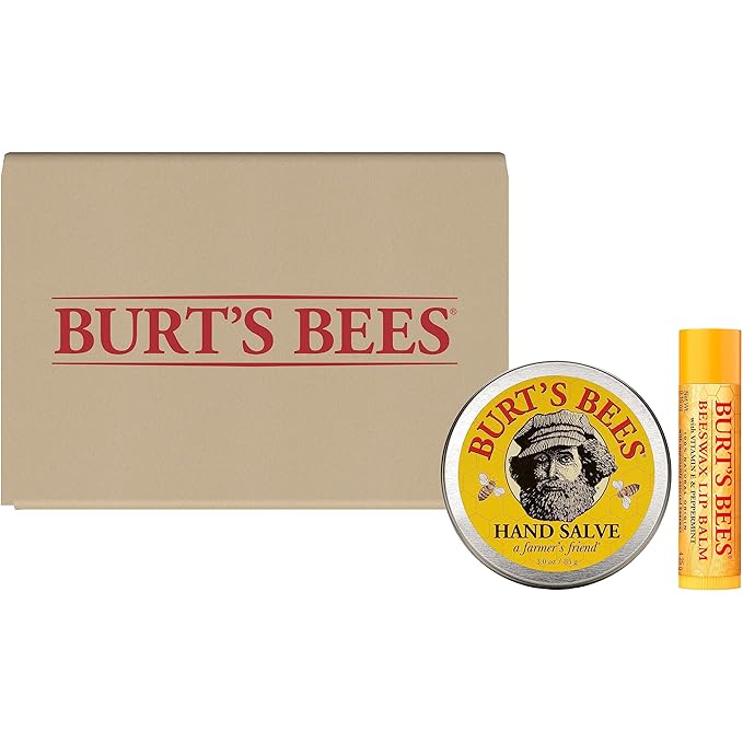 Burt's Bees Hand Salve and Moisturizing Lip Balm for Dry Skin and Chapped Lips, Classic, Natural Origin Skincare, 3 oz./0.15 oz.-Velvo Beauty