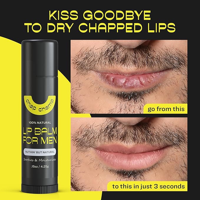 Lip Balm for Men - All Natural Mens Chapstick - Mens Lip Balm - Contains Vitamin E and Beeswax - Chapstick for Men - Peppermint, Coconut & Vanilla Lip Balm - 6 Pack Lip Balm Men-Velvo Beauty