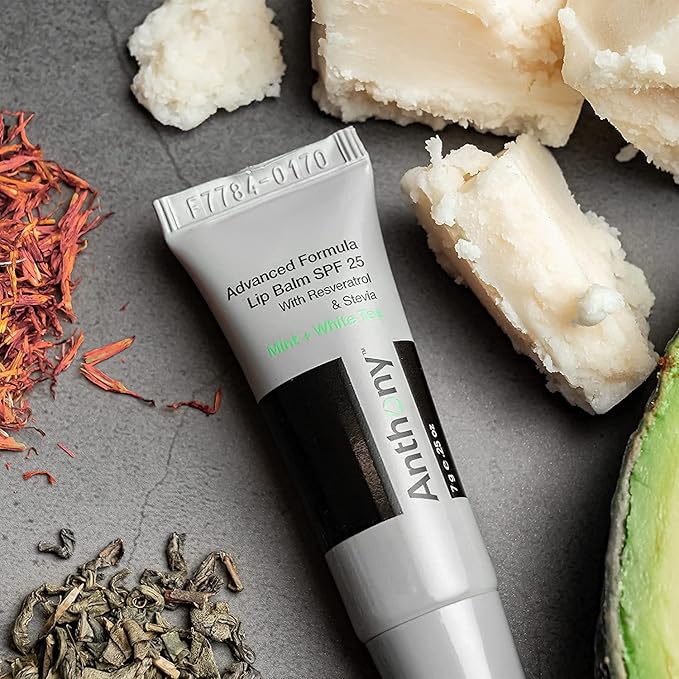 Anthony 25 SPF Lip Balm with Sunscreen for Lips – Contains Green Tea Extract, Shea Butter & Vitamin E – Moisturizing Repair Care Treatment for Chapped & Dry Lips 4-Pack-Velvo Beauty