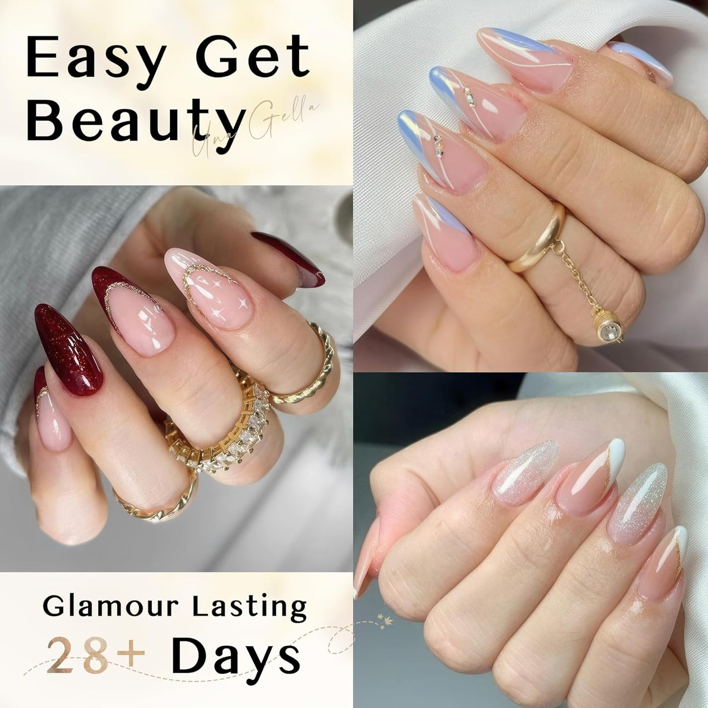 UNA GELLA Almond Nail Tips, 312PCS Half Cover Almond Shape Nail Tips Soft Gel Tips 12 Sizes Pre-shape Acrylic Clear False Nails with Handles for Press on Nails Extension DIY Home Salon-Velvo Beauty