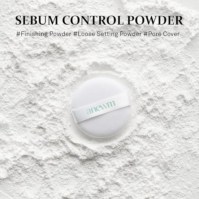SAAT INSIGHT Anewm Sebum Control Drying Powder 5g - Oil Control Powder for Long-Lasting Clean Skin, Sebum Control Blotting Powder to Provide Transparent Makeup Finish, and Blur Fine Lines & Pores-Velvo Beauty