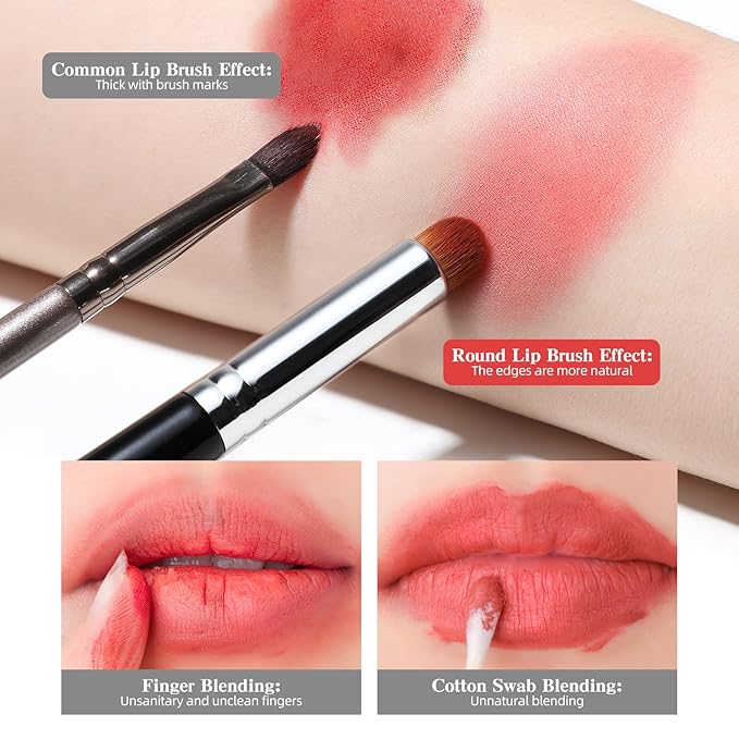 Lip Brush, EIGSHOW Lip Smudge Brush Round head for Gloss Lipstick, Multi-purpose Makeup Blending Applicator, Reusable (L307)-Velvo Beauty