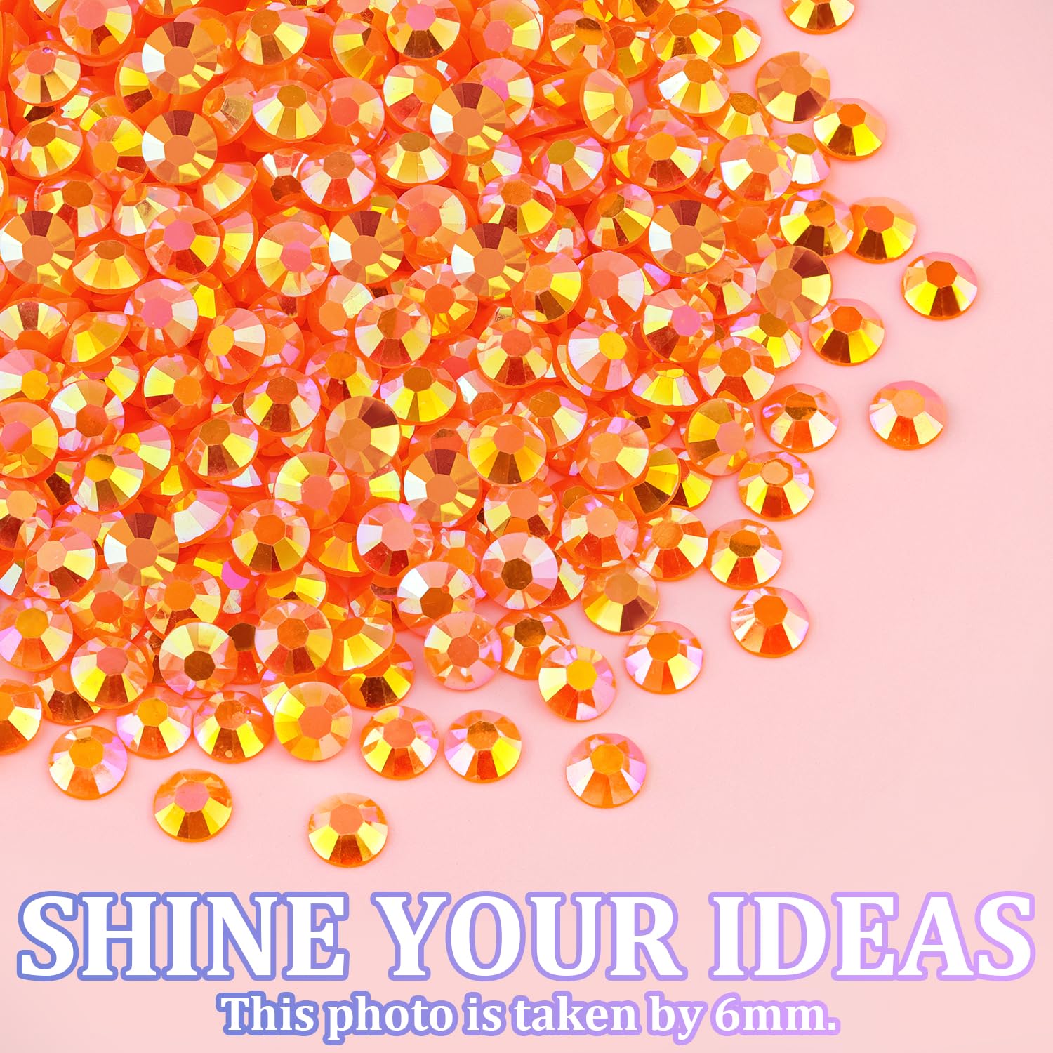 25000Pcs Resin Rhinestones with Tweezers for Crafting, Orange AB 2-6mm Mixed Sizes Non Hotfix Flatback Gems, Bedazzling Crystal for DIY Craft Clothing Mugs Tumblers Shoes Fabric Decor Nail Art-Velvo Beauty