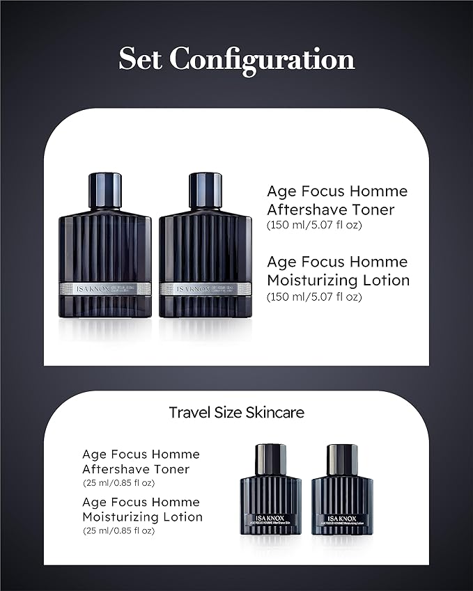 ISA KNOX Age Focus Homme (Premium Skincare Gift Set, 12.2fl oz) - Even Skin Tone & Wrinkle Care. Toner and Lightweight Moisturizer Set , Niacinamide, Adenosine | Korean Skincare,-Velvo Beauty