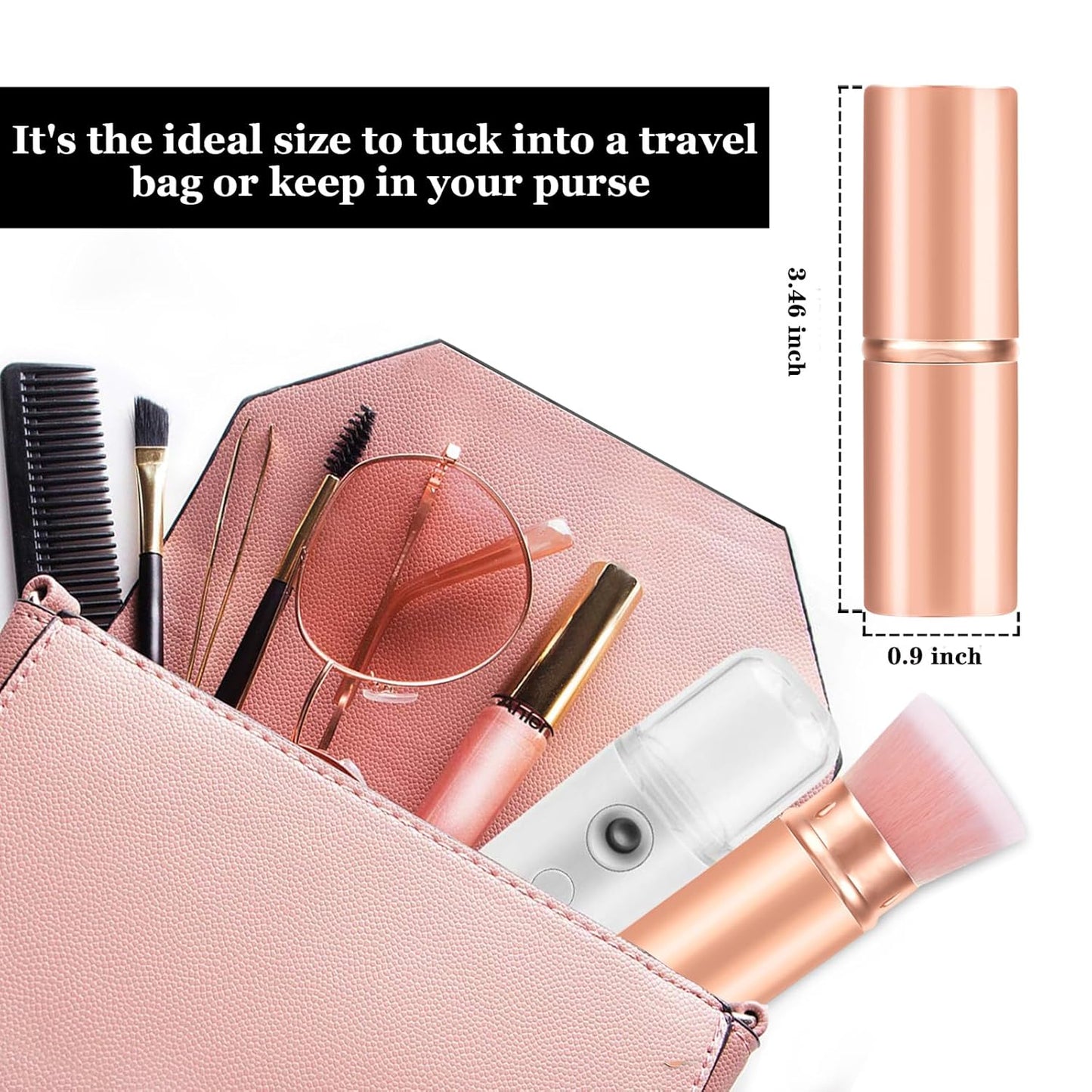 Falliny Retractable Makeup Brushes, Travel Kabuki Powder Foundation Brush, Portable Face Liquid Foundation Sunscreen Brush with Cover for Blending Liquid, Bronzer,Cream or Flawless Powder Cosmetics-Velvo Beauty