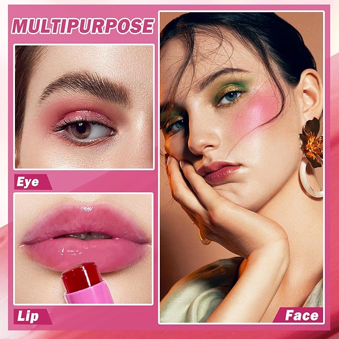 4PCS Cooling Water Jelly Tint Blush Stick for Cheeks,Multi-use Jelly Lip and Cheek Tint Stain,Moisturizing Natural Jelly Blush Stick,Buildable Watercolor Finish - Cruelty Free-Velvo Beauty