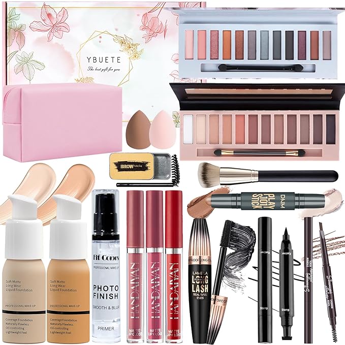 Makeup Set, Makeup Set Kit for Women Girls Teen Full Kit, Multipurpose Makeup Set, Professional & Beginner Makeup Kit Include Foundation, Face Primer, Eyeshadow Palette, Cosmetic Bag-Velvo Beauty
