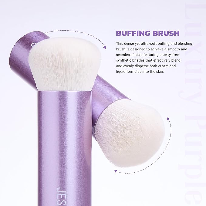 Jessup Professional Foundation Brush for Liquid, Cream and Powder, Large Dense Face Makeup Brush for Natural Flawless Finish, Luxury Purple AS004-Velvo Beauty
