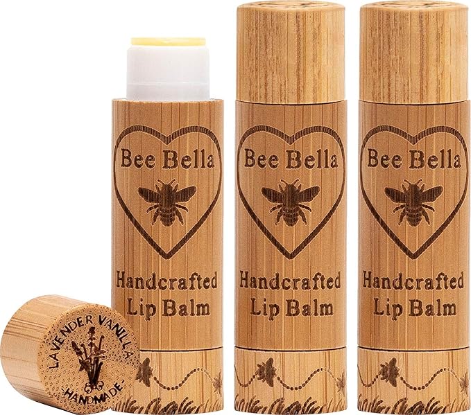 Bee Bella Lip Balm, Lavender Vanilla, 3 Pack - Hydrating, Moisturizing Lip Care, 100% Natural, Original Organic Beeswax with Vitamin E, Handmade in USA-Velvo Beauty