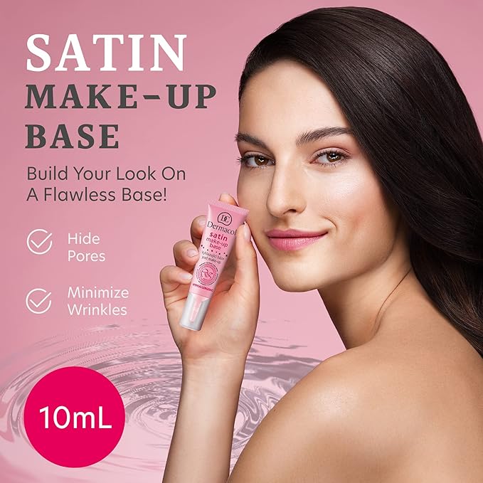 Dermacol - Satin Makeup Base, Matte Face Primer for Wrinkles and Pores, Transparent Makeup Primer for Oily Skin & Dry and Combination Skin, Easy to Blend Pore Filling Primer, No Preservatives, 10 mL-Velvo Beauty