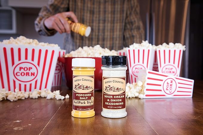 Amish Country Popcorn | Seasoning Variety Pack | Ballpark Style Buttersalt - 5.5 oz and Sour Cream and Onion - 4.7 oz Popcorn Seasoning | Old Fashioned, Non-GMO and Gluten Free-Velvo Beauty