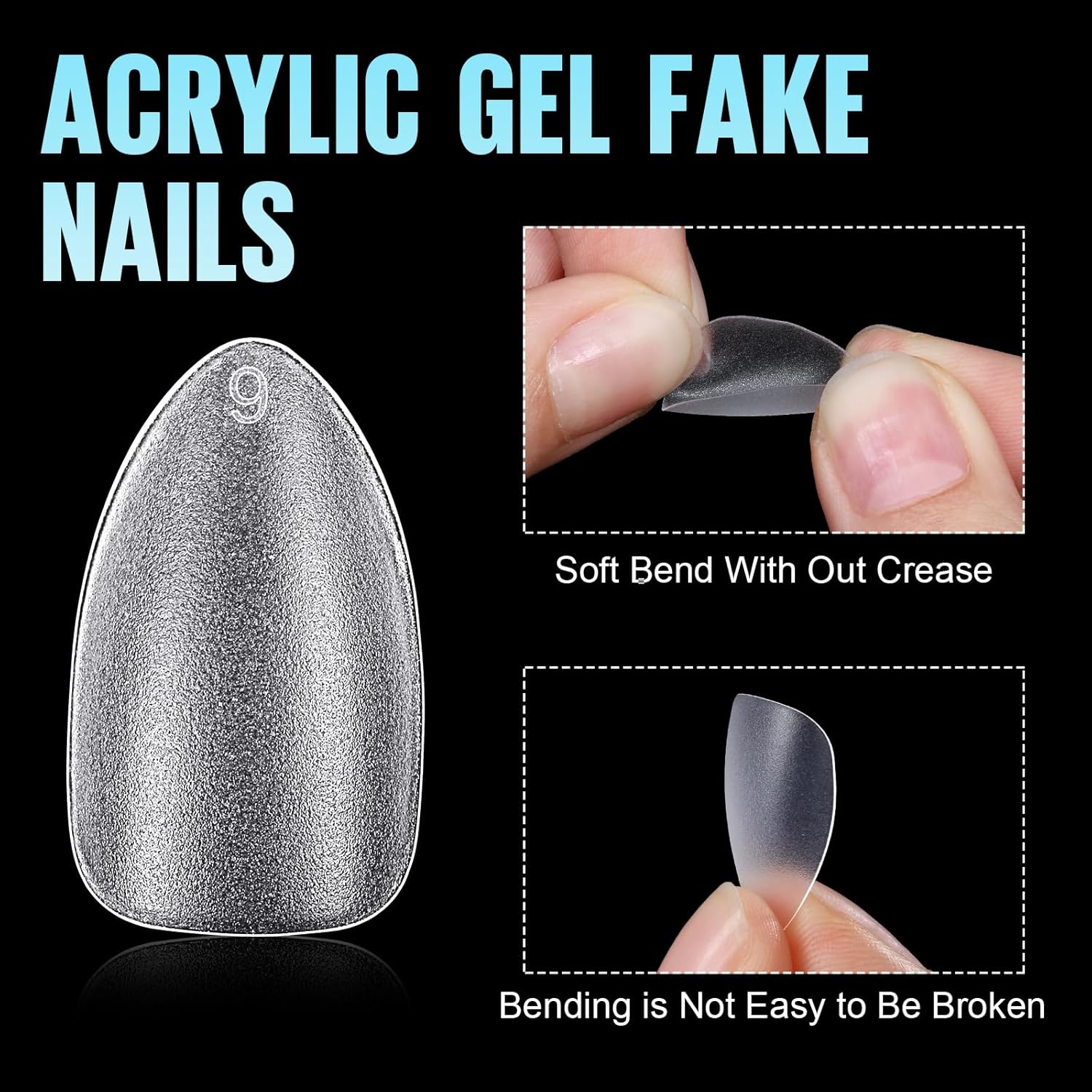 TOMICCA Short Almond Nail Tips - 450Pcs Acrylic Nail Tips Kit, 15 Sizes Pre Buffed Almond False Tips, Full Cover Double-sided Matte Nails for Nail Art Extension Press on Nails-Velvo Beauty