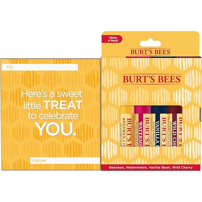 Burt's Bees You're the Balm Lip Balm Pack, With Beeswax, Wild Cherry, Watermelon and Vanilla Bean Flavors, With Responsibly Sourced Beeswax, Tint-Free, Natural Origin Lip Treatment, 4 Tubes, 0.15 oz.-Velvo Beauty