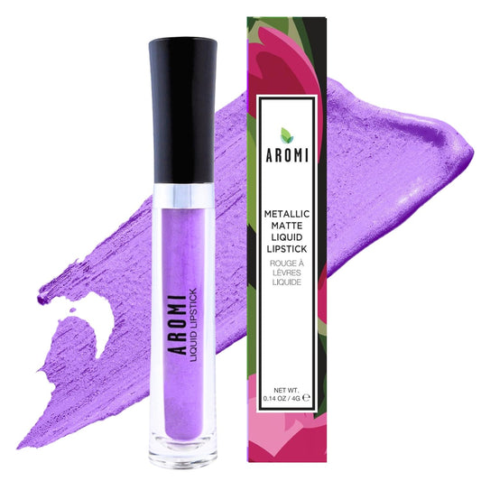 Aromi Metallic Liquid Lipstick for Women | Bright Purple Lilac Lip Color with Shimmery Finish, Vegan, Long-Lasting (Purple Unicorn)-Velvo Beauty