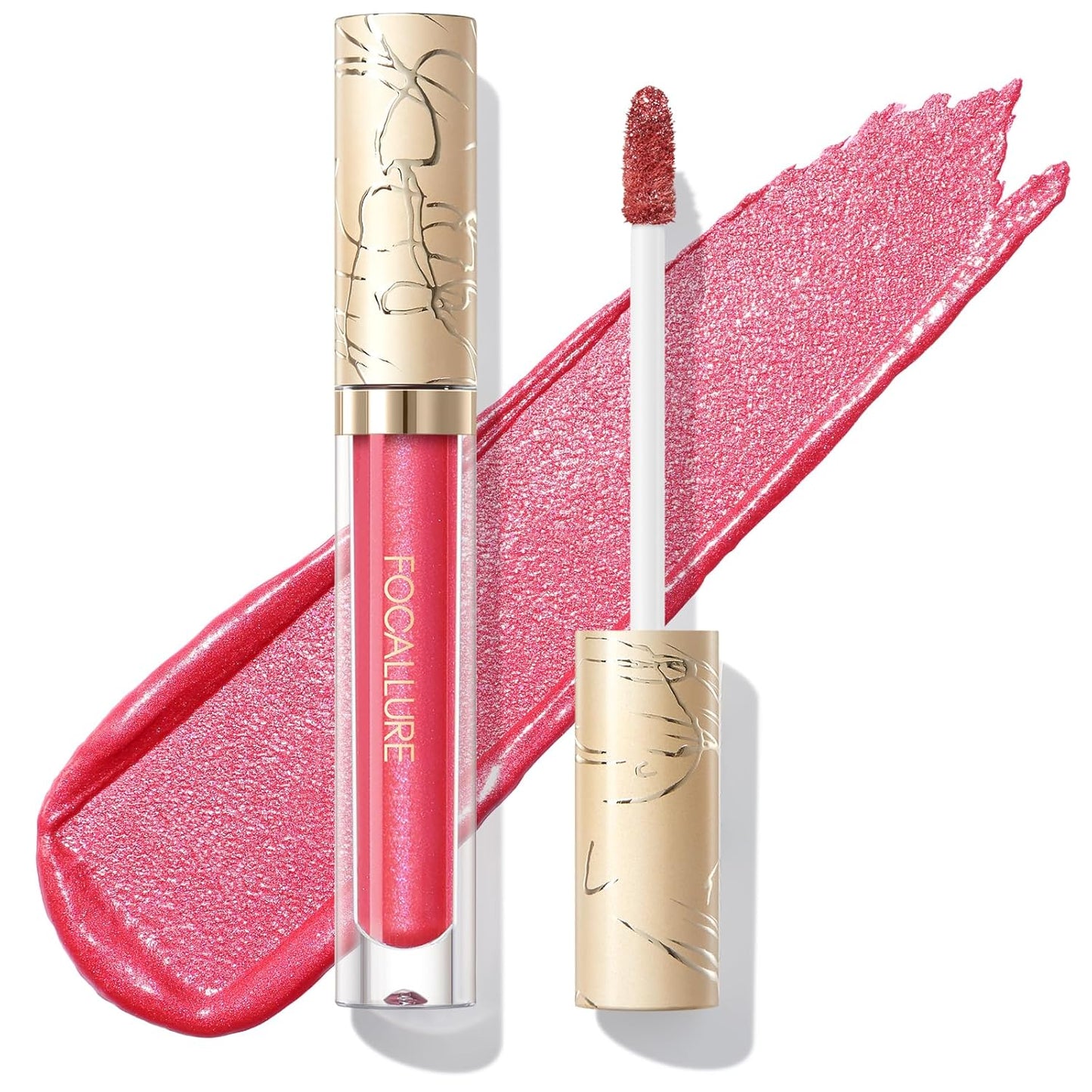 FOCALLURE Metallic Liquid Lipstick,Non Stick Cup Lip Gloss,High Impact Lip Color with Transfer-proof Wear,Long Lasting & Waterproof Lipstick Makeup for Women,RD03 LUSCIOUS ROSE-Velvo Beauty