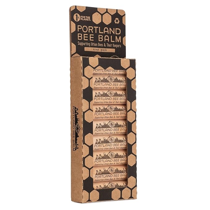 Portland Bee Balm All Natural Handmade Beeswax Based Lip Balm, Unscented 9 Count-Velvo Beauty