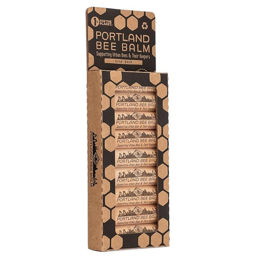 Portland Bee Balm All Natural Handmade Beeswax Based Lip Balm, Unscented 9 Count-Velvo Beauty