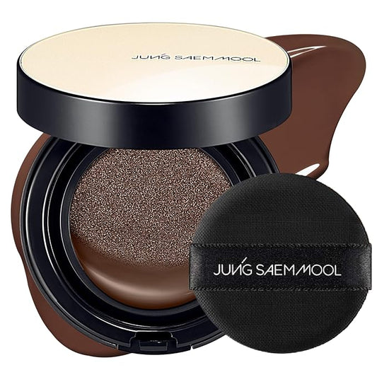 JUNG SAEM MOOL Essential Skin Nuder Cushion 42C Deep Cacao 0.49 Fl Oz, No Refill, Natural Radiant Finish Cushion Foundation with Buildable Coverage, Lightweight Texture, Korean Foundation Makeup-Velvo Beauty
