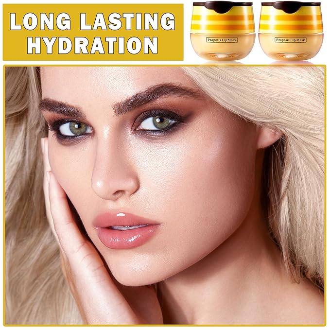 2PCS Bee Lip Balm Honey Pot Honey Lip Balm Sleeping Lip Mask Silky Hydrating Bee Lip Balm Lip Mask Overnight Lip Care Products-Velvo Beauty