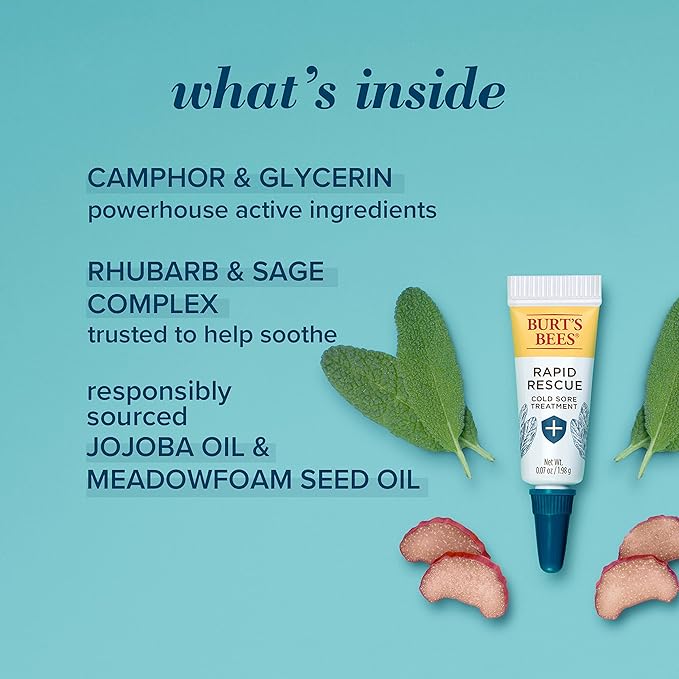Burt's Bees Cold Sore Treatment and Medicated Lip Balm, College Back to School Dorm Essentials, With Menthol and Eucalyptus Oil, Natural Origin Skincare, 2 Tubes, 0.07 oz./0.15 oz.-Velvo Beauty