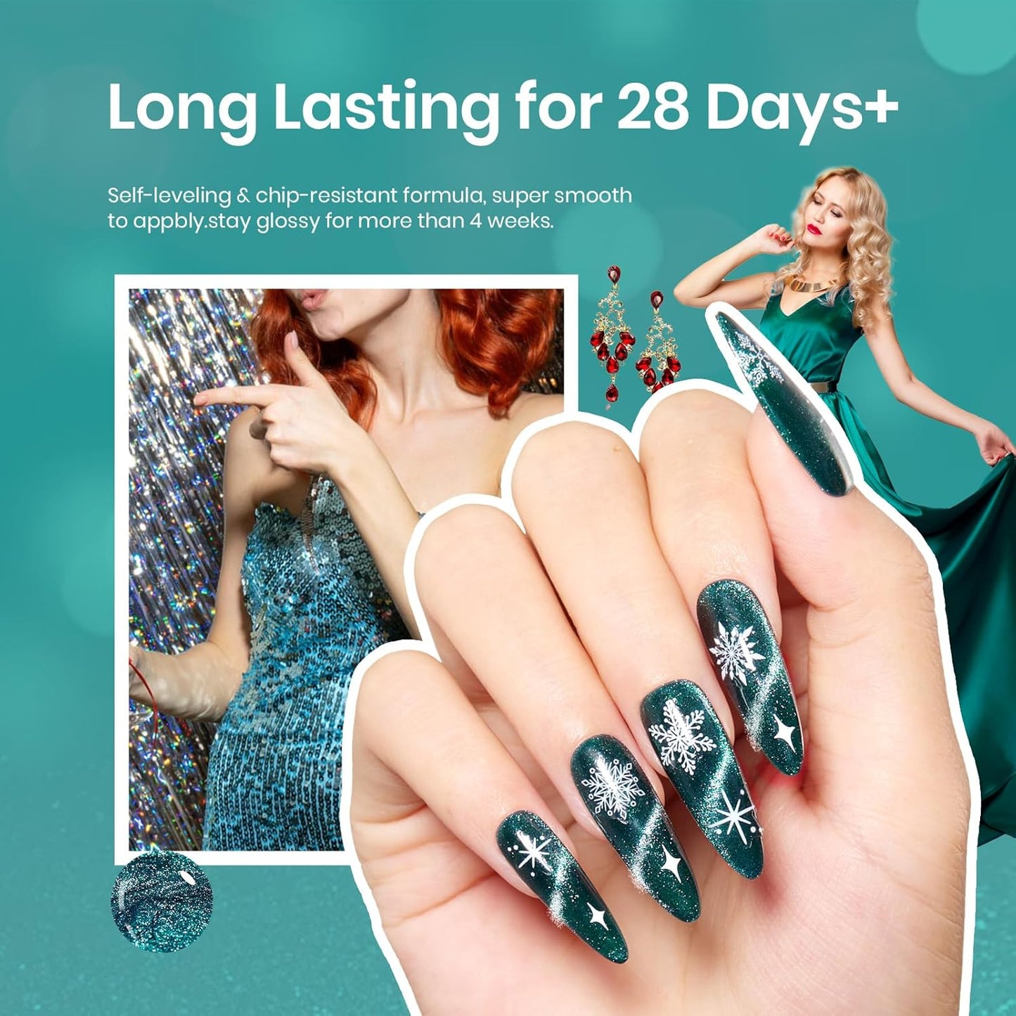 Beetles Green Cat Eye Gel Nail Polish, 9ml Glitter Gel Polish with Magnet Shimmer Green Velvet Soak Off UV LED Nail Lamp Nail Art DIY Home Manicure Design Gift for Women-Velvo Beauty