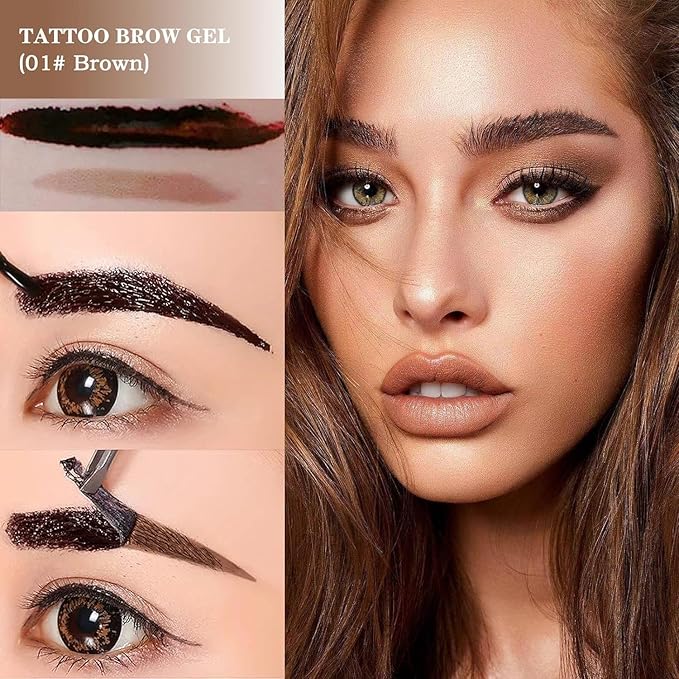 Peel Off Tattoo Brow Tint Gel - 2pcs Black Eyebrow Kit, Waterproof, Transfer-Proof & Sweatproof, Quick Peel Formula for Natural Fuller Brows, Mother’s Day Gifts for Women All Skin Types-Velvo Beauty