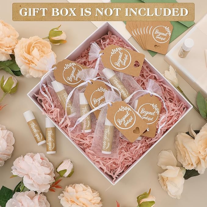 50 Set Thank You Lip Balm Bulk Small Natural Moisturizing Mini Lip Balm with Bag and Card for Baby Wedding Bridal Shower Thank You Favors-Velvo Beauty
