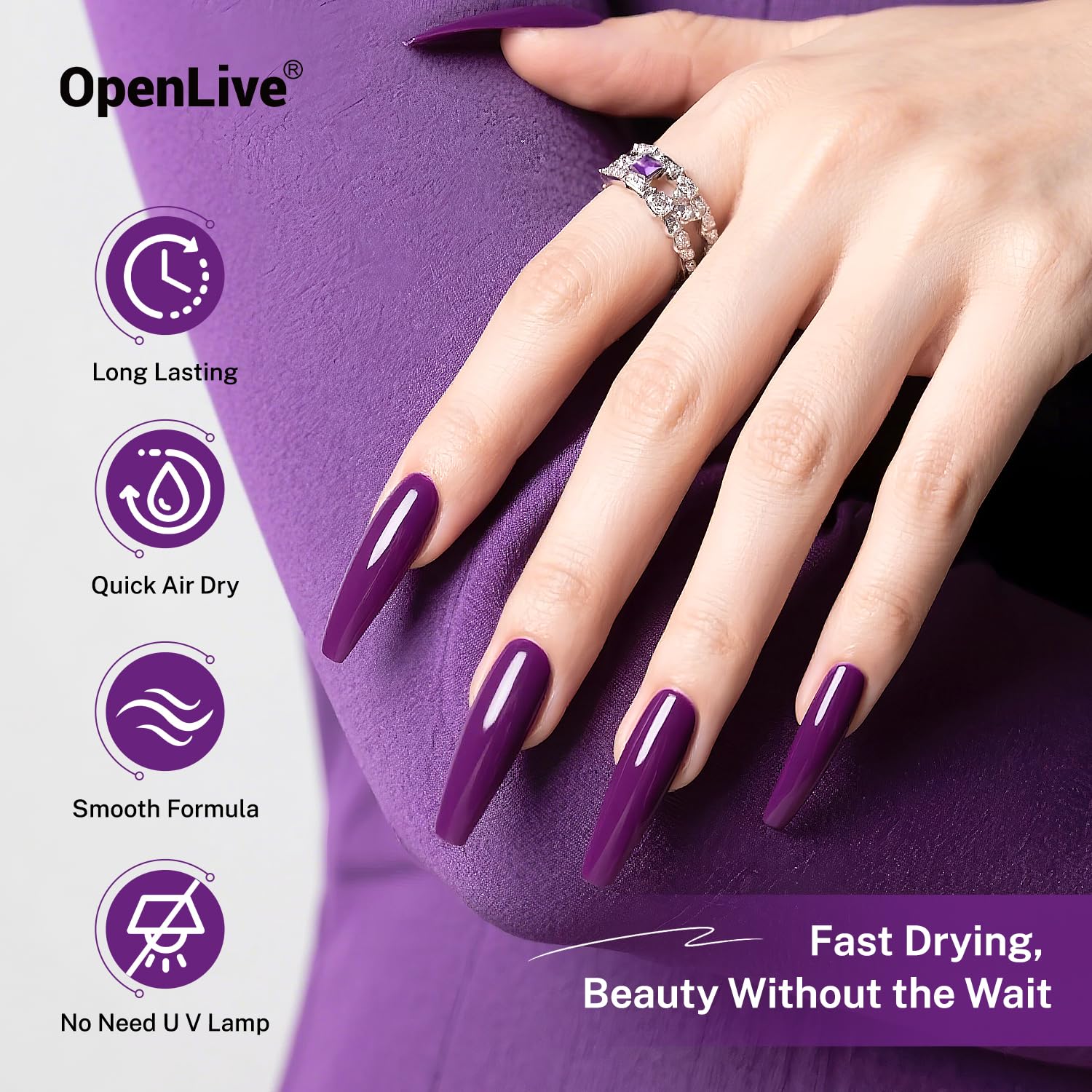 16.5ml Purple Nail Polish Large Volume Quick Drying Nail Polish, Fast Drying and Long Lasting Color Nail Art DIY Home Manicure Gift for Women-Velvo Beauty