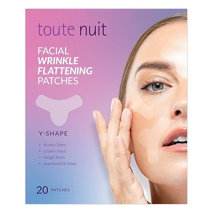 Toute Nuit Wrinkle Patches – Y Shape – Face Tape for Forehead, Between the Eyes & Around Mouth – Hypoallergenic Anti Wrinkle Patches – 20 Count, Made in USA-Velvo Beauty