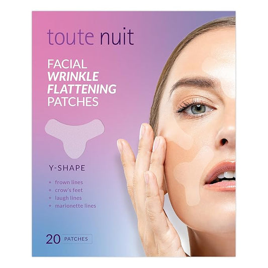 Toute Nuit Wrinkle Patches – Y Shape – Face Tape for Forehead, Between the Eyes & Around Mouth – Hypoallergenic Anti Wrinkle Patches – 20 Count, Made in USA-Velvo Beauty